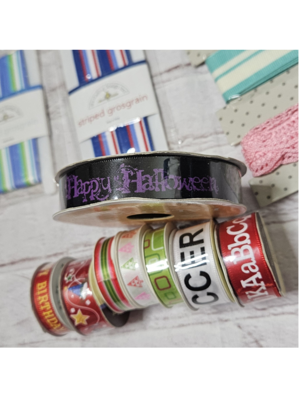 Scrapbook/Crafting Ribbon Lot of 13 All New in Package - Picture 5 of 5